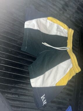 Kith Kids Colorblock Shorts in Black, White, Yellow